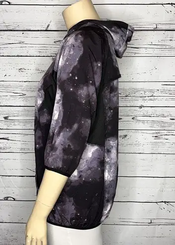 Organic Rags Sz XL Purple Cosmic Print 1/4 Zip Pullover Athletic Jacket w/ Hood