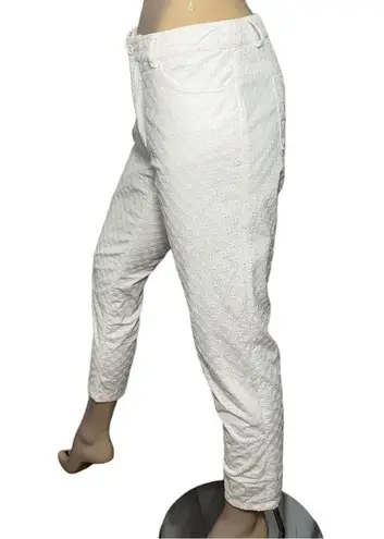 Doncaster Collection Women’s Size 6P White Cotton Eyelet Slim Straight Pants
