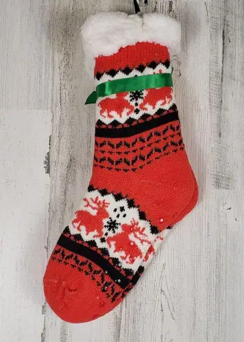 NWT Mari Clare Sherpa Lined Knit Winter Reindeer Design No