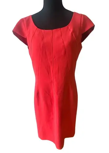 Tahari Red Knee-Length Sheath Dress – Classic Elegance, Minor Spots
