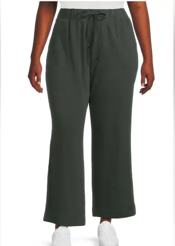 Terra & Sky Womens Terry Knit Wide Leg Pants Size 1X 16W-18W Pockets Cot…