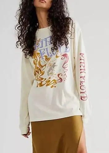 Daydreamer  Free People Pink Floyd Long Sleeve Swirled Tee Sand Medium DT13