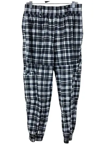 Hot Topic  Black White Plaid Utility Joggers Womens Size XL Cargo Goth Grunge