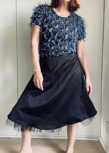 Byer California Black Sateen Tulle Skirts Midi Length Size S/27W Goth Whimsy Formals