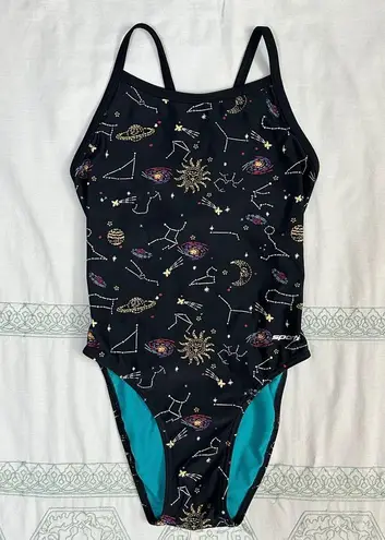 Speedo NWOT Sporti Thin Strap Constellation One Piece Swimsuit - Black - 30