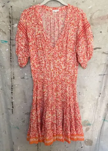 Poupette St Barth Bona Lemon Print Mini Dress Orange