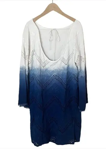 NWT Flowers of Romance Dip Dye Ombre Mini Dress in Blue White Size Medium