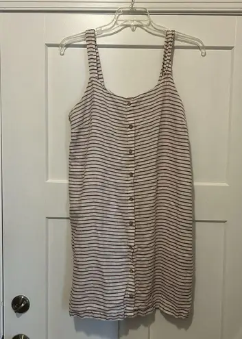 Artisan NY Womens Size Large Linen Striped Button Front Dress Game Day Mini