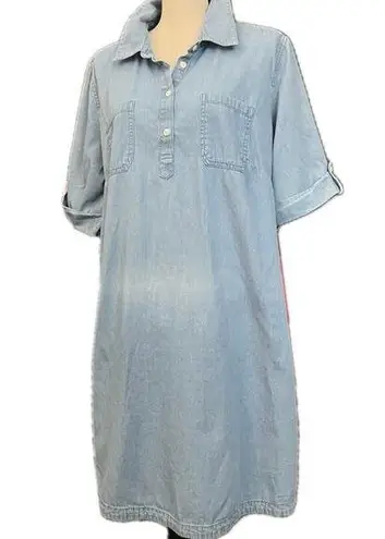 Karen Scott PLUS Sz 1X Denim Chambray Shirt Dress Light Wash Western Cottage