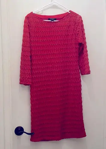 Sharagano 2/$30 sun-dried tomato red dress 8 long sleeves crochet tea length