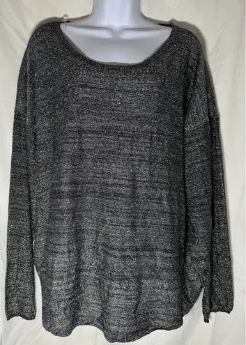 Basic Editions Black and Silver Knit Sweater, Womens Plus 1X.