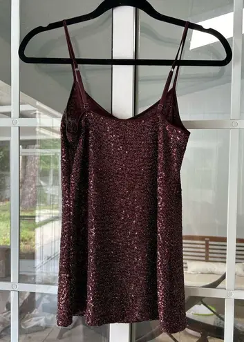 EXPRESS  maroon burgundy sparkle sequin tank top