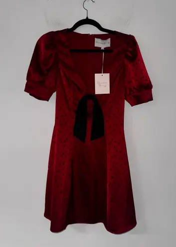 Charles Henry NWT Dot Jacquard Satin Mini Dress XS Red