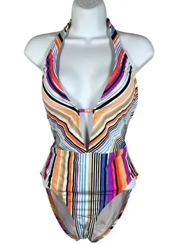 Reaction Kenneth Cole Kenneth Cole Reaction Stripe Cut Out One Piece Swimsuit Women's Size Small NEW