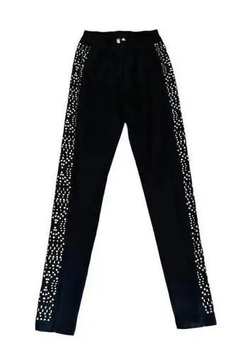 Petticoat Alley Black Studded Athletic Bohemian Women’s Leggings SZ S #1002