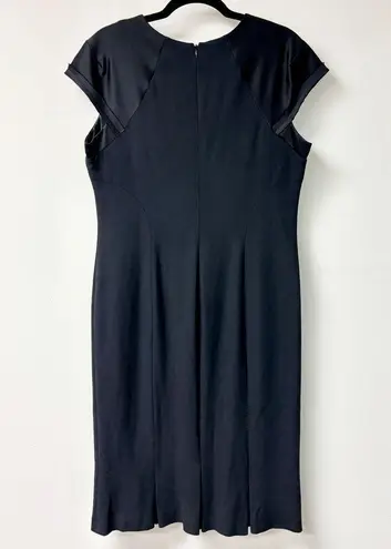 Giorgio Armani Cap Sleeve Round Neck Midi Shift Dress Black Women's Size 46 / 10