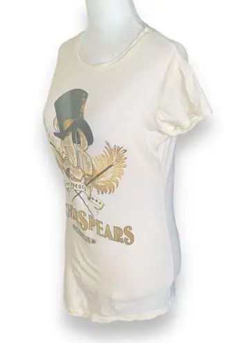 Y2K Brittney Spears Circus Concey Tour Cream Graphic Print Baby Tee Scoop Neck Black Size M