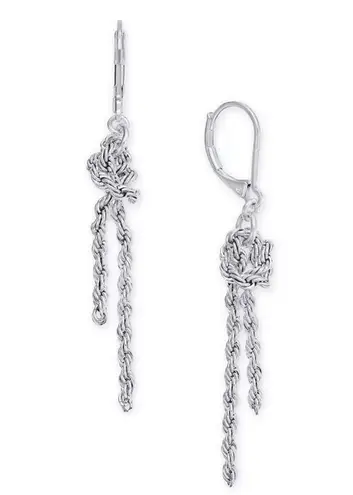 Charter Club NEW Dangle Drop EARRINGS SilverTone Knotted Serpentine Chain 2”