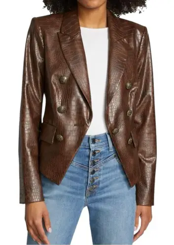 Veronica Beard NWT Cooke Dickey Jacket Brown Croc Embossed Vegan Leather Size 8