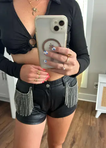 Rylee Anne’s Leather Rhinestone Shorts 