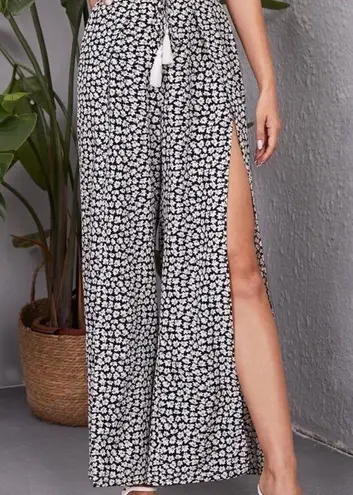 SheIn  Wrap Split Palazzo Pants Ditsy Floral Pant Size XS