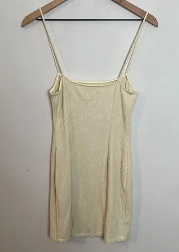 Saylor - Tirzah Pointelle Knit Spaghetti Strap Square Neck Sheath Mini Dress