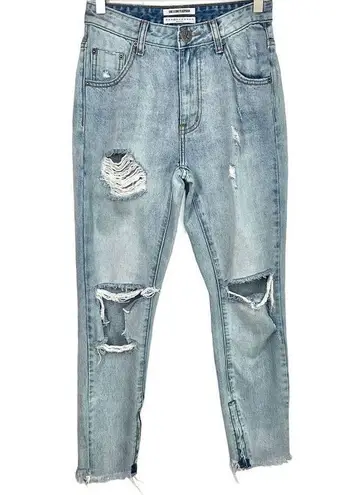 One Teaspoon  Blue Trashed High Waist Freebird Rigid Skinny Leg Denim Jeans 25