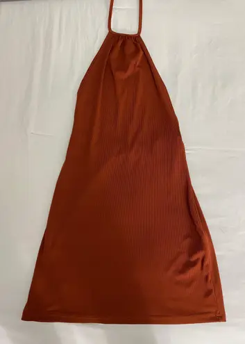H&M burnt orange halter mini dress