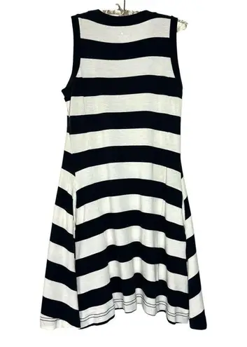 Kate Spade  Dress S Black White Stripe Fit & Flare Stretch Asymmetrical Pockets