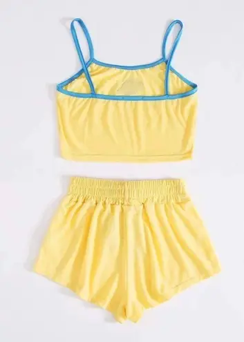 Boutique Yellow, Planet, Graphic, Cropped Cami, Pajama Set,