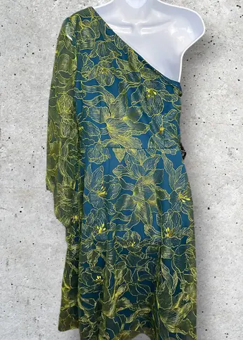 JS Collections Embroidered Mesh Green & Blue Dress Size 8