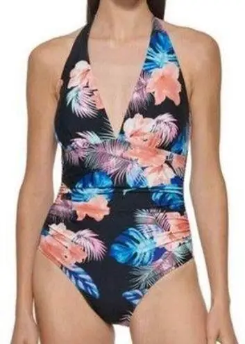 DKNY  Women's One Piece Tummy Control Halter Neckline Swimsuit