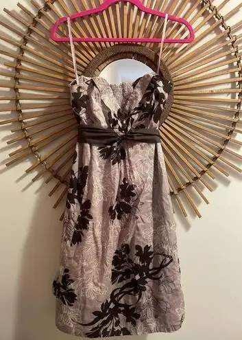 Moulinette Soeurs Anthropologie Strapless Lavender Printed Dress w/ sash Sz4