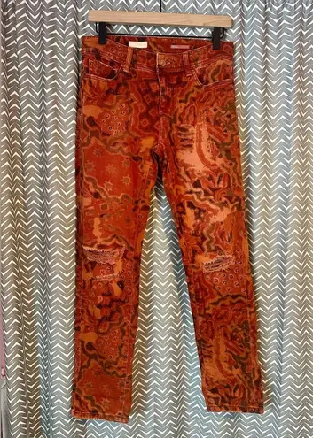 Pilcro Anthropologie | Slim Boyfriend Distressed Rust Orange Jeans Size 25