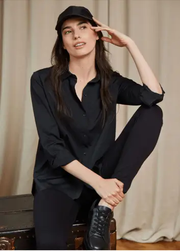 LYSSÉ Lysse Black Connie Button Down Shirt