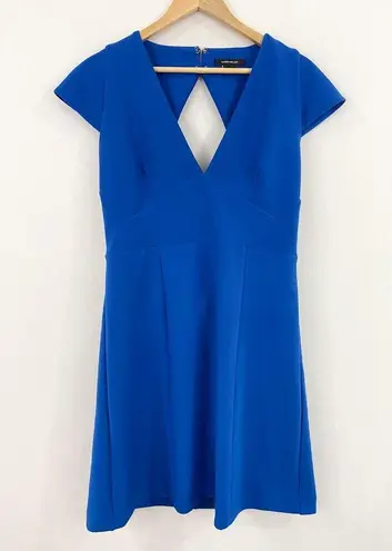 Karen Millen Women's Royal Cobalt Blue Dress sz 12 Curve Figure Form Cap Sleeve