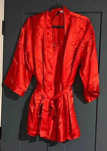 Dreamgirl Satin Red Robe And Slip