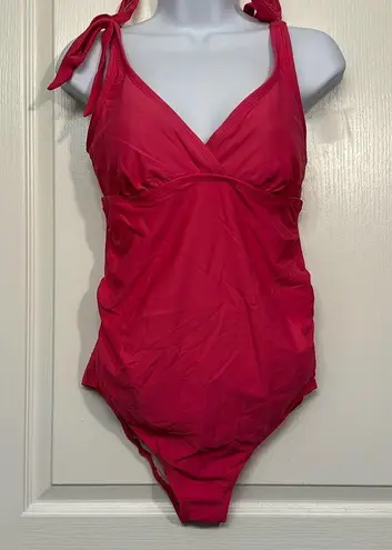 Isabel Maternity Maternity Isabel by Ingrid Pink V-Neck Tie Straps Swimsuit Small EUC #6795 - Image 2