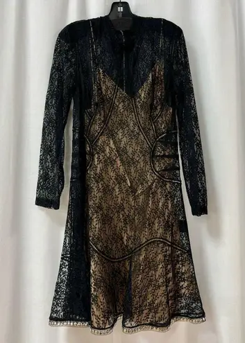 Alexander Wang $890 Lace 3/4 Sleeve Mini Dress with Slip Dress Black Womens US 4