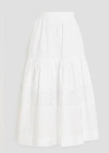 Derek Lam 10 CROSBY Danna tiered broderie anglaise cotton-poplin midi skirt
