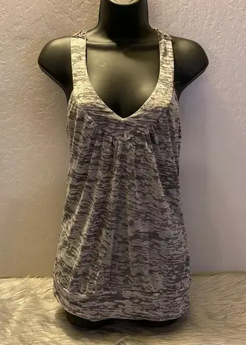 American Dream Grey Crochet Stitched Accent Tank Top Size Small