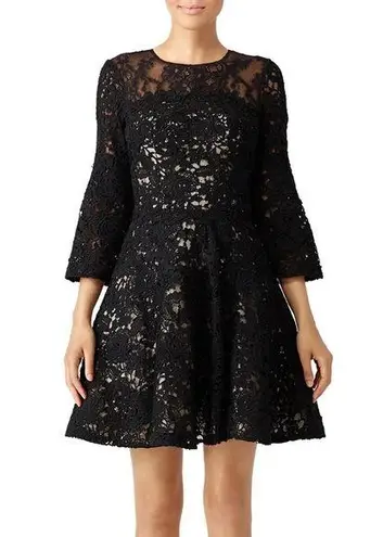 Monique Lhuillier ML Black Bell Swirl Lace Dress size 0 Fit & Flare Cocktail