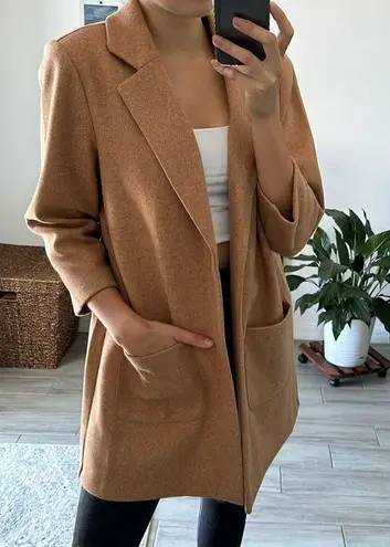 Carole Wren Brown Women's Oversized Lightweight Fall Coatigan Jacket Trendy