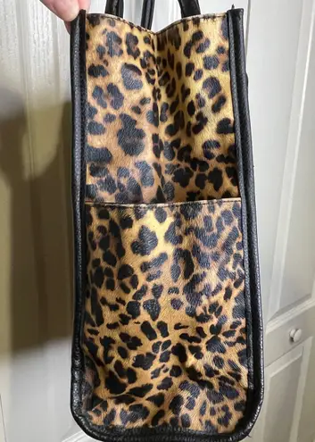 Neiman Marcus Leopard Print Tote Bag Black Tan Brown