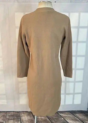 Club Monaco Long Sleeve Ribbed Knit Brown Camel Sweater Dress Size S