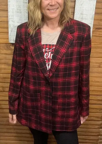 Red and Black Plaid Blazer, women’s, XL