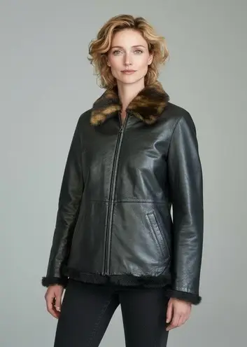 wilson's leather Black Reversible Jacket – Faux Fur & Leather – Women’s Size M