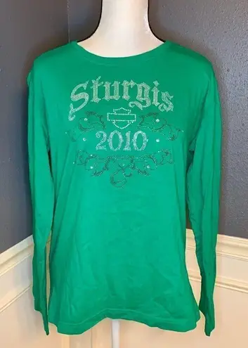 Harley Davidson Sturgis 2010 long sleeve tee shirt Green Size L
