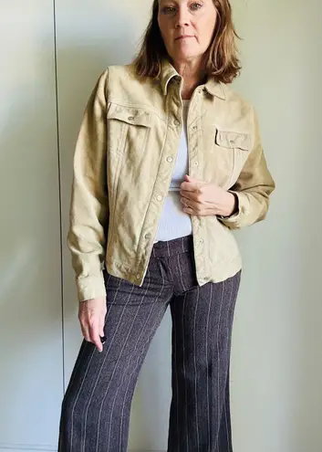 Vintage 90s Suede Jacket Size Large Light Tan Minimalist Classic Fall Vibes