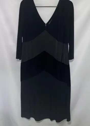 LAUREN RALPH LAUREN WO SIZE 14 Elegant Black Dress. LINED BACK ZIP VELVET INSETS